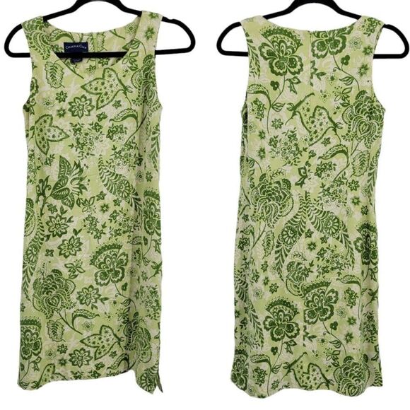 Vtg 80's Charter Club Dress Womens 4 Silk Sleeveless Shift Paisley Pastel Green - Picture 1 of 11